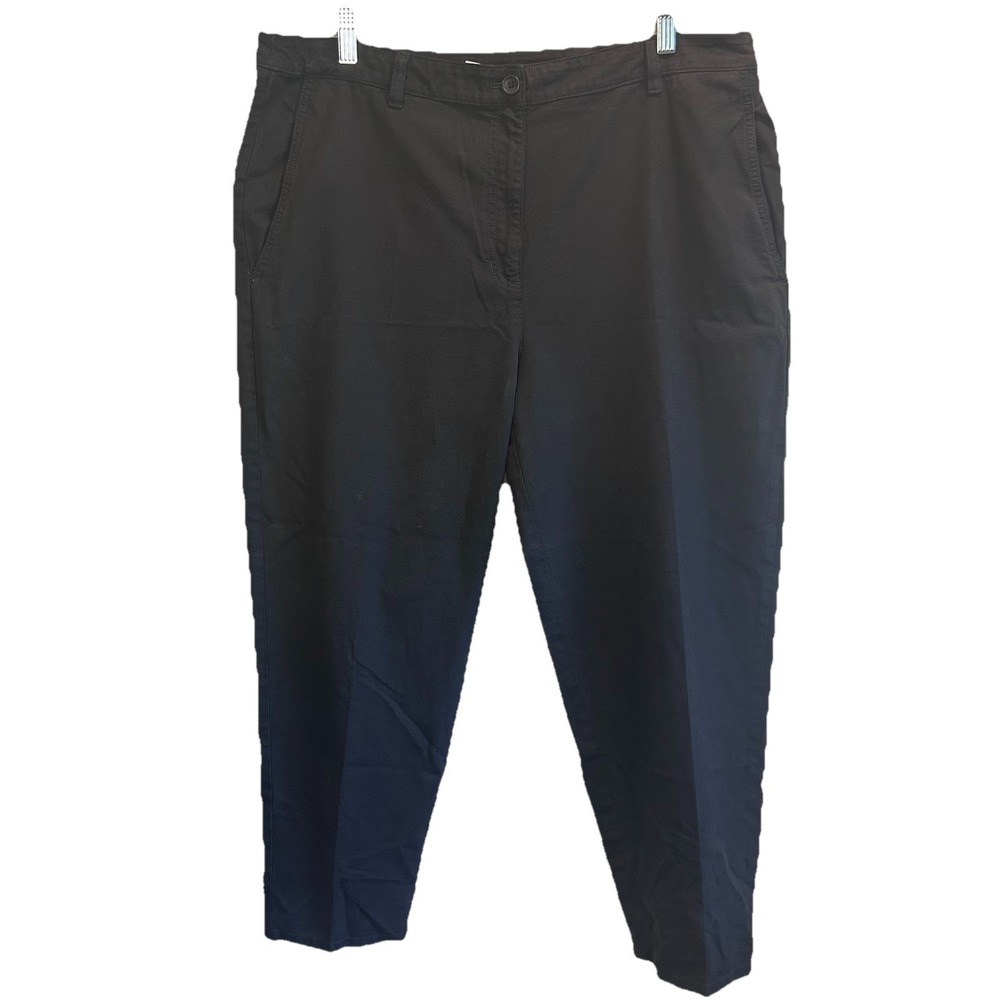 Eileen Fisher Pants Black Size 14 Zip Cotton And Hemp Blend Tapered Pockets EUC